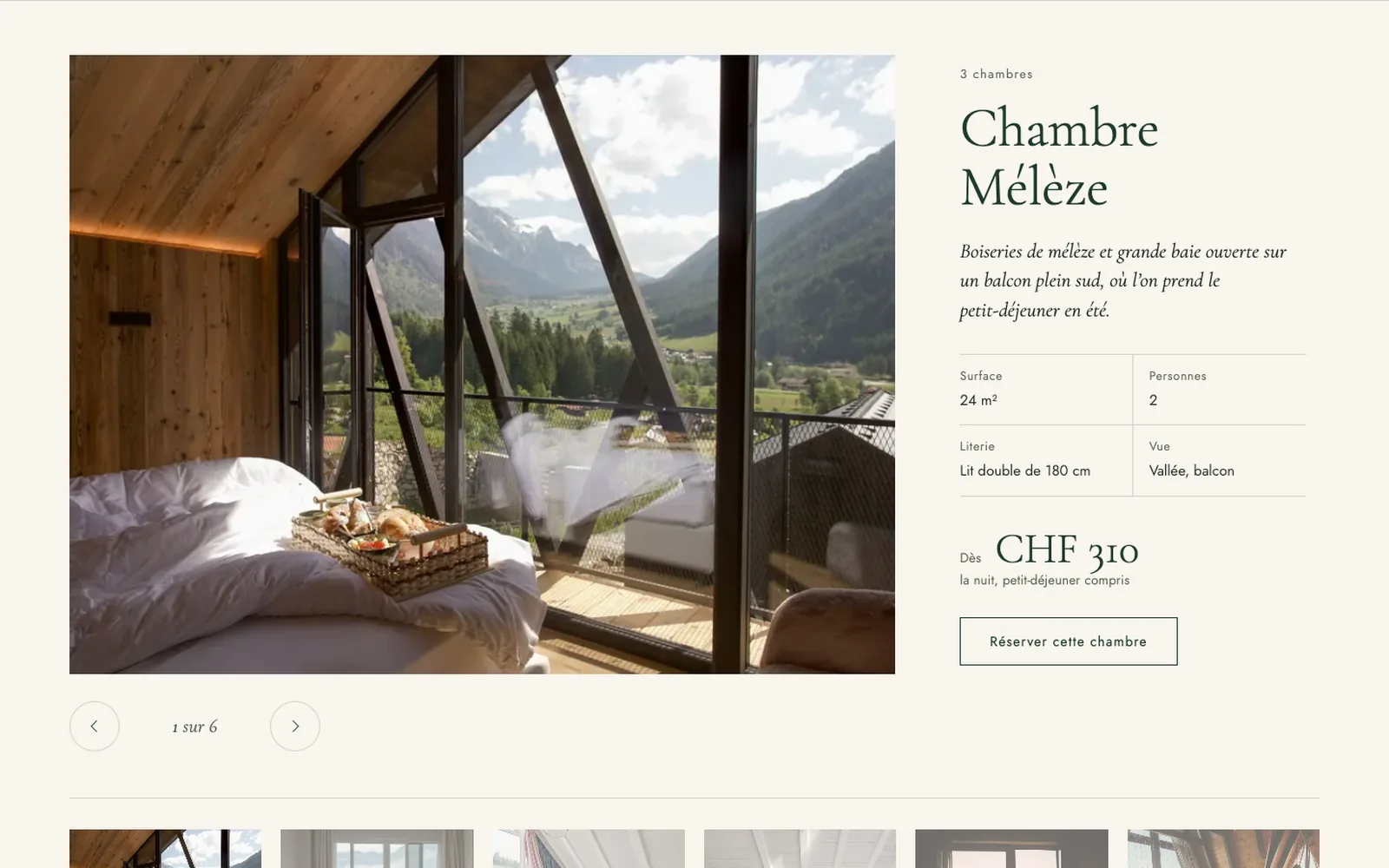 Vue « Chambres » de la refonte de Hôtel Pravelin (hôtel boutique de montagne, Les Haudères)