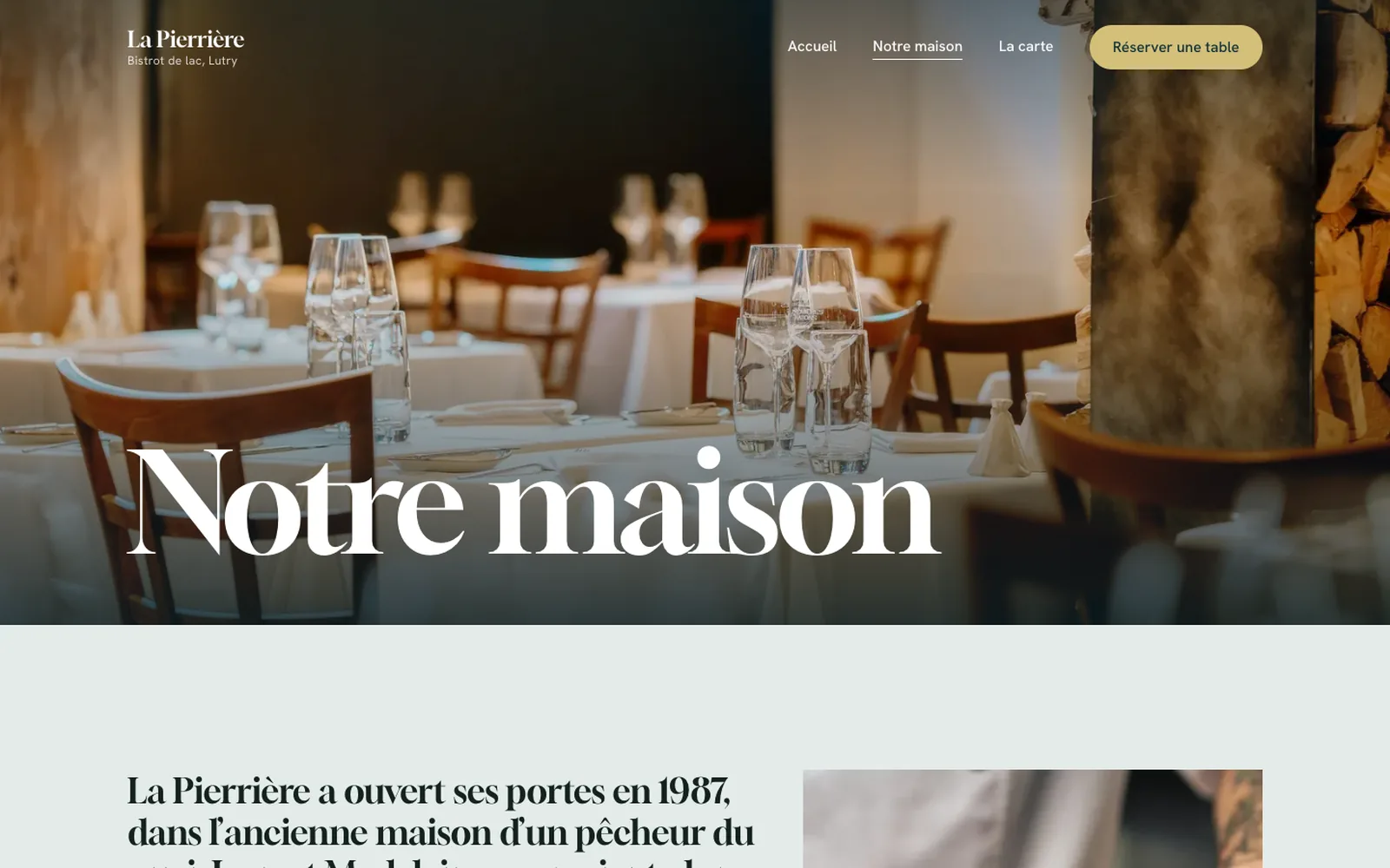 Vue « Présentation » de la refonte de Bistrot de la Pierrière (restaurant, Lutry)